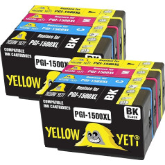 Yellow Yeti aizstājējs Canon PGI-1500XL PGI-1500 XL printeru kasetnēm, kas saderīgs ar Canon MAXIFY MB2050 MB2350 MB2350 MB2750 MB2150 MB2155 MB2755 (2 melni + 2 ciani + 2 tirkstiņi + 2 dzelteni + 2 dzelteni)