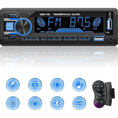 Racodiary Auto radio Bluetooth 5.2, 1 DIN auto radio ar 2 Bluetooth brīvroku zvaniem, 4 x 65 W RDS/AM/FM auto radio ar pozicionēšanu automašīnā, atbalsta iOS/Android, 2 USB/SD/TF/AUX/SWC/MP3 atskaņotāji