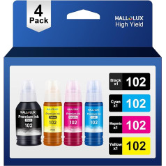 HALLOLUX 102 tinte, kas saderīga ar Epson 102 tintes pudelīti, kas paredzēta Epson ET-2700 ET-2750 ET-2751 ET-2756 ET-3700 ET-3750 ET-4750 ET-15000 102 Black 102 C/M/Y