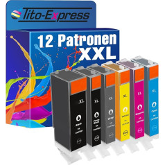 Tito-Express PlatinumSerie 12 spausdintuvų kasetės XXL Tinka Canon PGI-570XL CLI-571XL MG-7750 MG-7751 MG-7752 MG-7753 TS-8040 TS-8050 TS-8051 TS-8052 TS-8053 TS-9044 0 TS-9 050 TS-9055 |