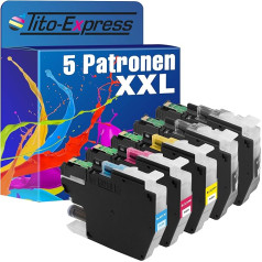 Tito-Express PlatinumSerie 5 Printeru kasetnes XXL Saderīgs ar Brother LC-3213 MFC-J 490 Series MFC-J 491 DW MFC-J 497 DW DCP-J 572 DW DCP-J 770 Series DCP-J 772 DNW DCP-J 772 DW DCP-J 772 DW DCP-J 774 DW