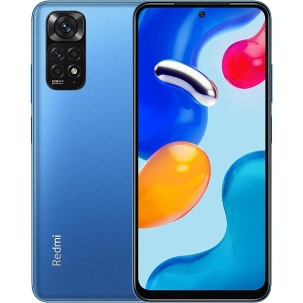 Xiaomi Redmi Note 11S viedtālrunis, 6 GB RAM, 64 GB ROM, 6,43 collu AMOLED DotDisplay, MediaTek Helio G96 procesors, 108 MP AI Quad kamera (zila)