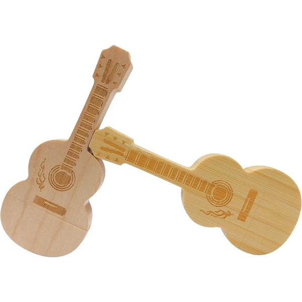 Chauuxee Guitar USB Flash Drive Thumb Drives Pendrive 2 Pack Maple and Bamboo for Students Business Gifts (2 Pack 4GB)