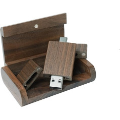 Yaxiny Walnut Wood Box USB C Flash Drive 64 GB 1 Piece, OTG USB C Pen Drive, USB 2.0 и USB C Flash Drive, Type C Memory Stick for USB A + USB C Android Smartphone