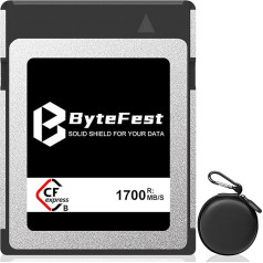 ByteFest 1TB zibatmiņas karte CFexpress Typ B ar kartes turētāju, NVMe PCIe 3.0, ar iespēju ierakstīt 4K/6K/8K RAW video un fotoattēlus, saderīga ar Nikon Z6/Z7/Z9/D5/D6,Canon EOS-1DXMark III/EOS-R3/R5