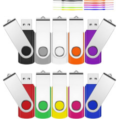 8 GB USB zibatmiņas diskdziņš 10 Pack Rotating USB 2.0 Flash Memory 8 Giga Pen Drive USB Thumb Drive Memory Stick priekš PC/Tablet/TV/Car (Multi-Colour)