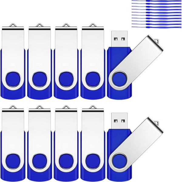 1GB 10pcs USB 2.0 Вращающийся флэш-накопитель для хранения данных USB Stick с веревкой (многоцветный) 16gb