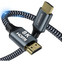 CABNEER 8K HDMI 2.1 kabelis 12 m, HDMI kabelis, 48 Gbps, 8K @ 60Hz, 4K @ 120Hz, 2.2/2.3, Dolby eARC, HDCP, HDR, saderīgs ar HDTV, klēpjdatoriem utt.