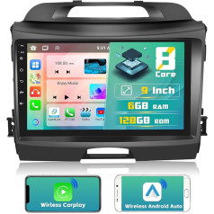 [2024 Upgrade 8 Core 6G + 128G] Hikity 9 collu Android 13 Dashboard Radio komplekts Kia Sportage 2010-2016 Auto Radio 2DIN ar CarPlay Android Auto Wireless WiFi GPS BT5.0 59UI 32DSP RDS Mic aizmugures skats