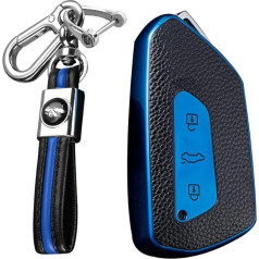 KUNIO Auto atslēgu futrālis atslēgu vāciņš piemērots VW Golf 8 R GTI GTI GTE Atlas ID.3 ID.4 Crozz GTX ID.6X MK4 Piemērots Skoda Octavia TPU Leather Texture Key Case Blue