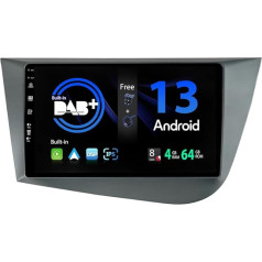 SXAUTO Android 13 - [Iebūvēts DAB] - IPS auto radio Seat Leon MK2 (2005-2012) - Iebūvēts Carplay/Android Car - LED kamera + mikrofons - 4G + 64G - 360-CAM stūres kontrole Fast-Boot WiFi DSP - 2