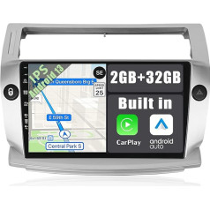 YUN TX Android 12 Auto radio Citroen C4/C-Quatre/C-Triomphe-2 DIN [Integrēts bezvadu CarPlay/Android Car/GPS]-9 collu IPS 2.5D skārienjūtīgais ekrāns Bezmaksas kamera DAB/Stūresrats