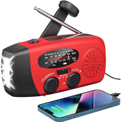 Emergency Solar Radio, Solar Baby Self-Powered Crank Radio with LED Torch, SOS Alarm, AM/FM Weather Wind Up Radio with 2000 mAh Battery for Emergency Charging of Smartphone