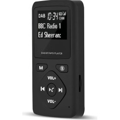 Zunate Portable DAB Radio, DAB/DAB+ kabatas digitālais radio uztvērējs, atbalsta FM radio/Bluetooth atskaņotāju/TF kartes MP3 atskaņotājs, Bluetooth MP3 atskaņotājs ar austiņām