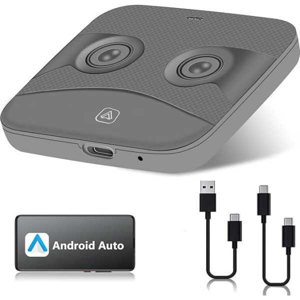 Podofo Bezvadu Android auto adapteris Pārnēsājams Android auto dongls oriģinālajiem vadu USB Android automobiļiem Pārveidot vadu uz bezvadu auto Plug & Play, sudraba krāsā