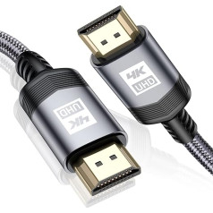 MAXGROUP 4K HDMI kabelis 10 m [4K @ 60Hz, HDMI 2.0, 18 Gbps] Ultra HD HDMI kabelis ar lielu ātrumu, atbalsta 4K 3D HDR UHD 2160p 1080p Ethernet ARC, saderīgs ar PS4/3, TV, Blu-Ray, Xbox, projektoru,