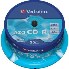 Verbatim AZO CD-R 52X 700MB Crystal 25 pakuotės, 43352 (25 pakuotės)