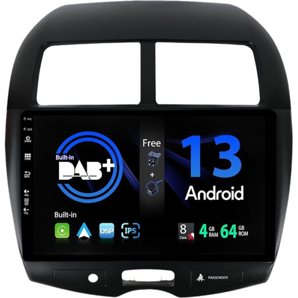 SXAUTO [Iebūvēts DAB] Android 12 autoradio Mitsubishi ASX (2010-2019) - Iebūvēts Carplay/Android Car - LED kamera + Mic - 4G + 64G - AHD 360-CAM stūres vadības stūres rata vadība Fast Boot - 2 DIN IPS 10.1