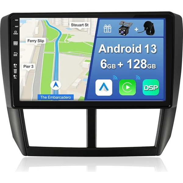 YUNTX [6GB+128GB] Android 12 auto radio Subaru Forester/Impreza 2007-2012 [Iebūvēts CarPlay/Android Car/DSP/GPS] 9 collu IPS 2.5D kamera + MIC-DAB/Mirror Link/Bluetooth 5.0/3. 60 kamera/vadības stūres vadība