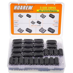 HUAREW 28 x melna kabeļu skava 3,5 mm, 5 mm, 7 mm, 9 mm, 13 mm diametram