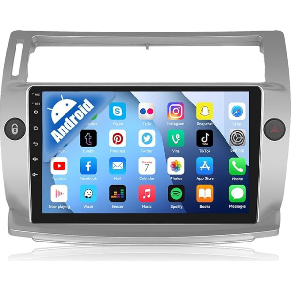 CAMECHO Android 12 Autoradio mit Navi für Citroen C4 C-Triomphe C-Quatre 2004-2009,9 Zoll Doppel Din Auto Radio Touch Display mit Bluetooth FM/RDS Mirror Link WiFi SWC