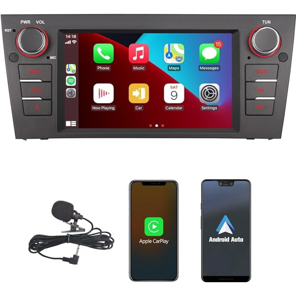 HLLECARMO BMW E90 bezvadu radio Apple Carplay un Android 7 collu HD skārienjūtīgais ekrāns Bluetooth Mirror Link USB AM/FM/RDS DSP Subw EQ SWC BMW 3. sērijas E90/E91/E92/E93 automašīnai