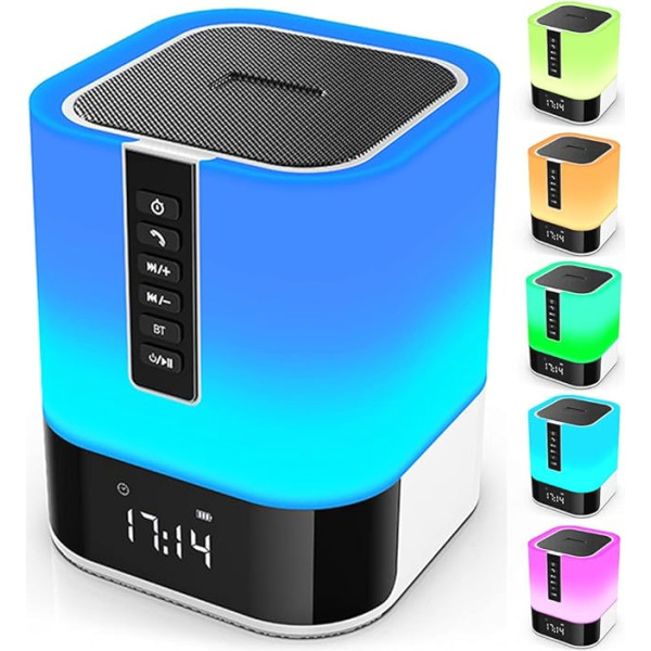 Nakts gaisma, Bluetooth skaļrunis, 5 in 1 Touch Control Bedside Lamp Dimmable Multicolor Changing Bedroom Alarm Clock Labākās dzimšanas dienas dāvanu idejas 10, 11, 12, 13, 14 gadus vecām pusaugu meitenēm Zēni