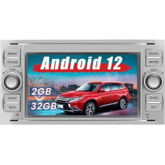 AWESAFE Android Radio für Ford Focus Mondeo S-Max C-Max Galaxy, Android 12 Radio 2GB+32GB mit Navi Carplay Android Auto Bluetooth FM RDS - Silber