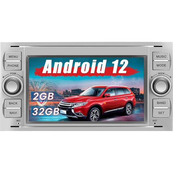 AWESAFE Android Radio für Ford Focus Mondeo S-Max C-Max Galaxy, Android 12 Radio 2GB+32GB mit Navi Carplay Android Auto Bluetooth FM RDS - Silber