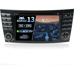 JOYX Android 12 auto radio, piemērots Mercedes-Benz E klases W211, CLS klases W219 automašīnām, atpakaļgaitas kamera Canbus mikrofons, 2G + 32G, 2 Din, 7 collas, ar SWC 4G WiFi DAB Bluetooth 5.0 stūres ratu