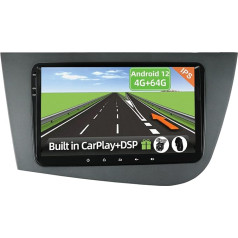 YUNTX Android 12 [4GB+64GB] Radio priekš Seat Leon MK2 2005-2012 [Iebūvēts CarPlay/Android Car/DSP/GPS] - Bezmaksas kamera un MIC-DAB/Stūres kontrole/360 kamera/GPS/2 Din/USB/WiFi