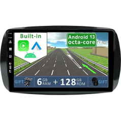 YUNTX [6GB + 128GB] Android 12 autoradio Mercedes Benz Smart 453 Fortwo 2014-2020-[Integrēts CarPlay/Android Car/DSP/GPS]-9 collu IPS 2.5D kamera + MIC-DAB/Stūres vadības stūres vadība/360 kamera/oguļskats