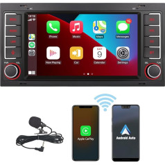 HLLECARMO VW Touareg Radio mit Wireless Carplay & Android Auto für Volkswagen Touareg Transporter T5 Mirror Link Bluetooth mit 7 Zoll LCD High Power RDS AM/FM USB DSP Subw EQ SWC