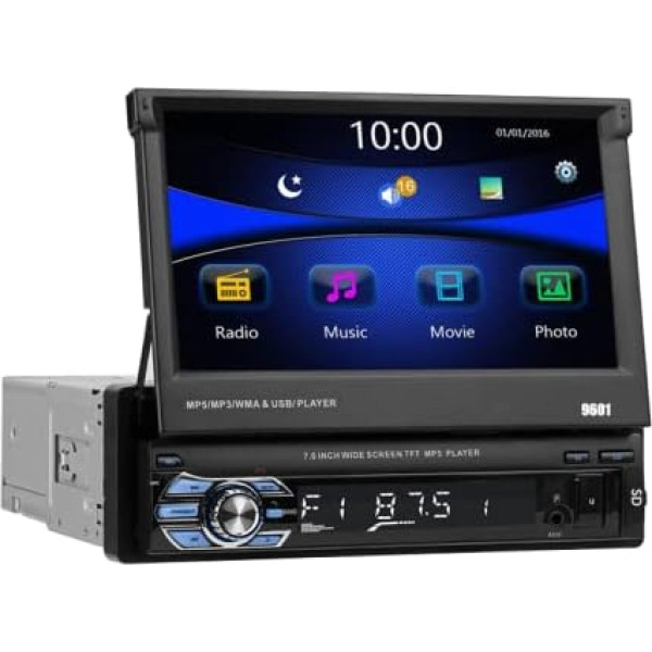 GOFORJUMP Auto stereo audio radio Bluetooth 1DIN 7 collu HD izvelkamais skārienjutīgais ekrāns MP5 SD FM USB atskaņotājs atpakaļgaitas kamera 9601