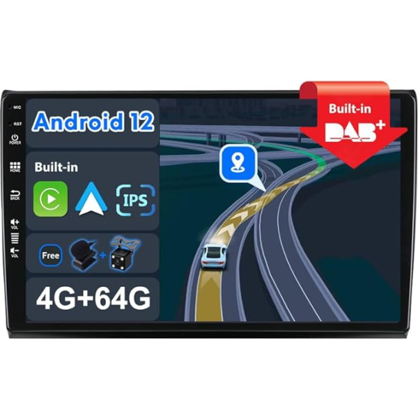 BXLIYER - [Iebūvēts DAB] - Android 12 IPS auto radio Fiat Bravo (2006-2012) - Bezvadu Carplay/Android Car - 4G + 64G - Kamera + Mic - 9 collu 2 DIN - Stūres vadības DSP WiFi Fast Boot 360