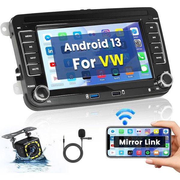 Hikity Android 13 Autoradio für VW Polo Golf 5 Golf 6 Caddy Tiguan Touran Passat 1+32GB Radio mit Navi 7