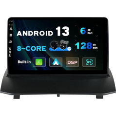 SXAUTO Android 13 [6G+128G] IPS Autoradio für Ford Fiesta (2008-2019) - Eingebaut Carplay/Android Auto - LED Kamera + MIC- 360-CAM DAB Lenkradsteuerung Fast-Boot WiFi Bluetooth DSP - 2 Din 9 Zoll