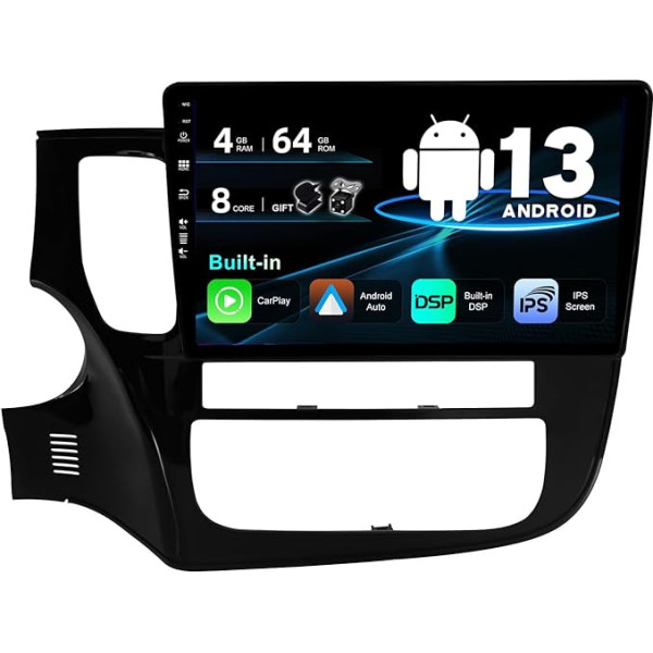 SXAUTO Android 13 Autoradio für Mitsubishi Outlander (2012-2018) - Eingebaut Carplay/Android Auto - LED Kamera + MIC - 4G+64G - DAB 360-CAM Lenkradsteuerung Fast-Boot WiFi AHD - 2 Din 10.1 Zoll