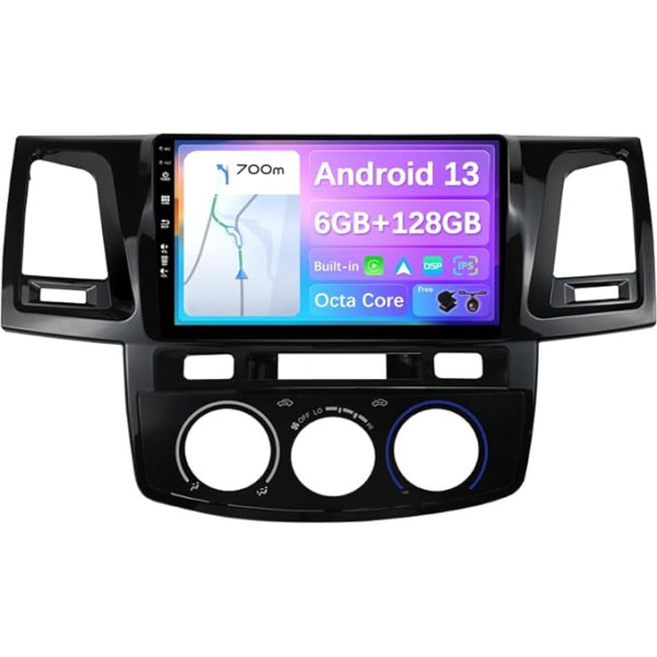 BXLIYER - [6G+128G] - Android 13 - Autoradio für Toyota Fortuner Hilux Revo Vigo (2008-2014) - Kabellos CarPlay/Android Auto - Kamera + MIC - IPS 9 Zoll 2 Din - DAB Lenkradsteuerung Fast-Boot 360-CAM