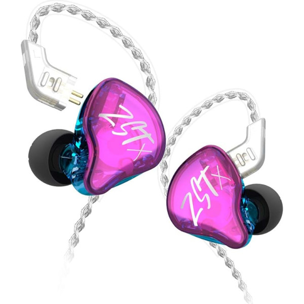 LINSOUL KZ ZST X 1BA + 1DD Hybrid Dual Driver HiFi In-Ear austiņas ar sudrabotu noņemamu 2-pin kabeli mūziķiem audiofīļiem (bez mikrofona, zelta)