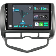 YUNTX [8GB + 256GB] Android 12 autoradio Honda Jazz City (2002-2007) [Integrēts CarPlay/Android Car/DSP/GPS]-9 collu IPS Touch Screen CAM+MIC-DAB/Mirror Link/Bluetooth 5.0/AHD/360