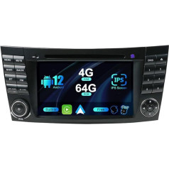 SXAUTO Android 12 autoradio priekš Benz E klases W211 | CLS klases W219 - Iebūvēts Carplay/Android Car/DSP - LED kamera + MIC - 4G + 64G - DAB 360-CAM vadība no stūres Fast Boot WiFi - 2 DIN IPS 7