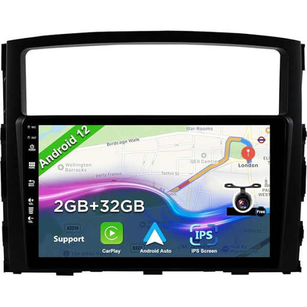 BXLIYER Android 12 auto radio priekš Mitsubishi Pajero 4 V80 V90 (2006-2014) - atpakaļgaitas kamera - 2G + 32G - IPS 9 collu 2 DIN - DAB stūres vadība WiFi Carplay Android auto Bluetooth DSP