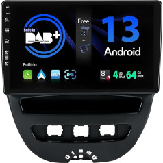 SXAUTO Iebūvēts DAB Android 12 IPS auto radio Toyota Aygo/Peugeot 107/Citroen C1 (2005-2014) - Iebūvēts Carplay/Android Car - Kamera + MIC - 4G + 64G - 360-CAM SWC Fast-Boot WiFi -2 DIN 10,1 collu