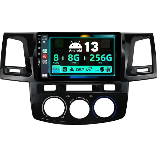 SXAUTO ¦8G+256G ¦ Android 12 IPS Auto Radio Toyota Fortuner Hilux Revo Vigo (2008-2014) - Iebūvēts Carplay/Android Car/DSP - Kamera + MIC - DAB stūres kontrole Fast Boot 360-CAM - 2 DIN 9