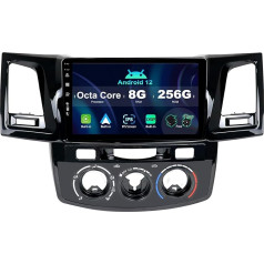 SXAUTO ¦8G+256G ¦ Android 12 IPS Auto Radio Toyota Fortuner Hilux Revo Vigo (2004-2014) - Iebūvēts Carplay/Android Car/DSP - Kamera + MIC - DAB stūres kontrole Fast Boot 360-CAM - 2 DIN 9