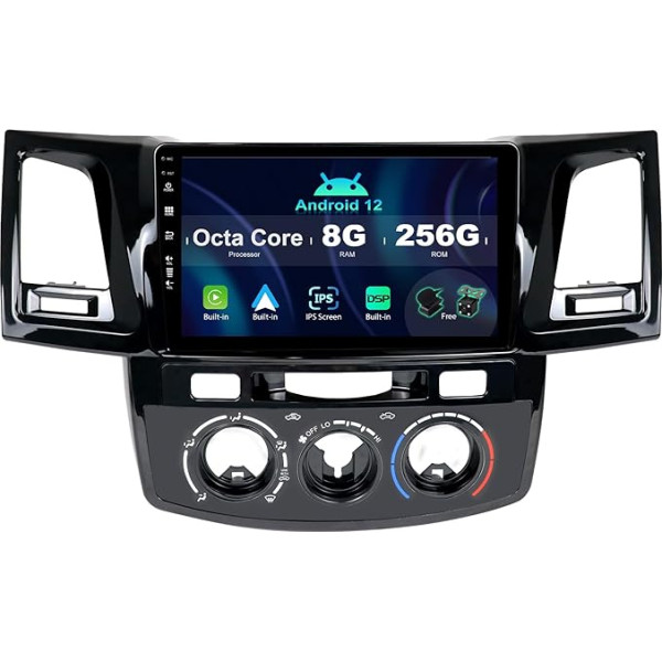 SXAUTO ¦8G+256G ¦ Android 12 IPS Auto Radio Toyota Fortuner Hilux Revo Vigo (2004-2014) - Iebūvēts Carplay/Android Car/DSP - Kamera + MIC - DAB stūres kontrole Fast Boot 360-CAM - 2 DIN 9