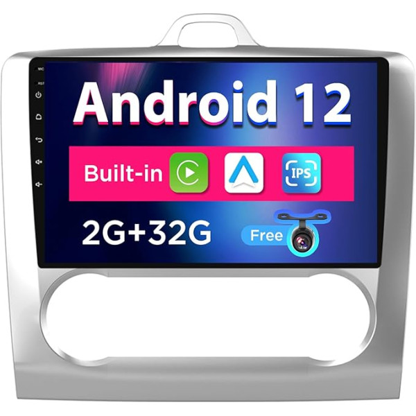 SXAUTO Android 12 IPS autoradio Ford Focus (2004-2011) - Iebūvēts CarPlay / Android Car - Bez atpakaļskata kameras - 2G + 32G - Vadāms no stūres DAB Fast-Boot WiFi Split Screen - 2 DIN 9 collas