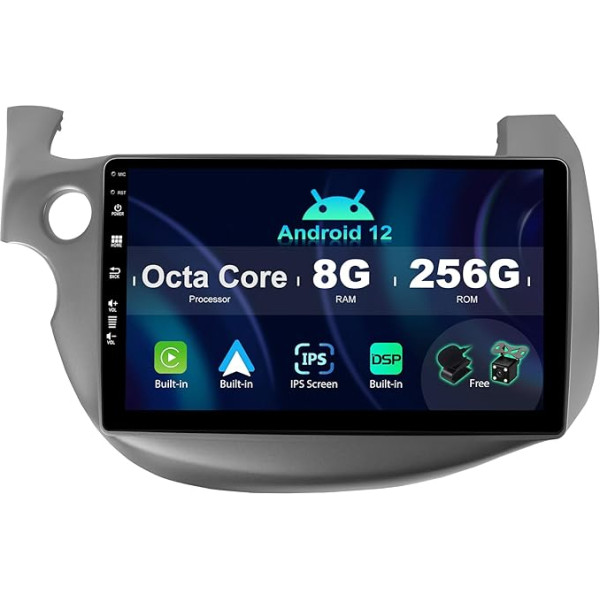 SXAUTO ¦ 8G+256G ¦ Android 13 IPS Autoradio für Honda Fit (2008-2013) - Eingebaut Carplay/Android Auto/DSP - LED Kamera + MIC - DAB Lenkradsteuerung Fast-Boot 360-CAM WiFi Bluetooth - 2 Din 10.1 Zoll