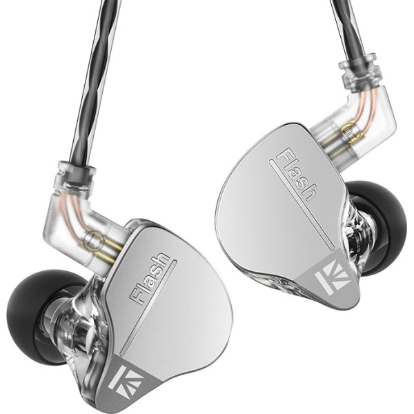 keephifi Kbear Kbear IEM Flash 1BA+1DD austiņas HiFi In-Ear Monitor, In-Ear monitori ar CNC vāku, dinamiskais draiveris 10 mm, noņemams kabelis (pelēks, bez mikro)